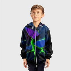 Ветровка с капюшоном детская Neon tile, цвет: 3D-белый — фото 2