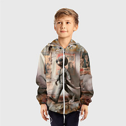 Ветровка с капюшоном детская Пришелец в костюме в полосочку, цвет: 3D-белый — фото 2