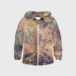 Ветровка с капюшоном детская Абстракция - pink marble with blue flecks, цвет: 3D-белый