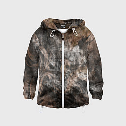 Ветровка с капюшоном детская Абстракция - brown darkness, цвет: 3D-белый