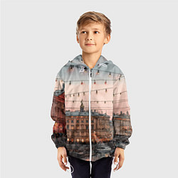 Ветровка с капюшоном детская Новогодний зимний Питер, цвет: 3D-белый — фото 2