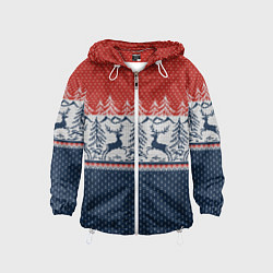 Детская ветровка Вязаный узор с оленями