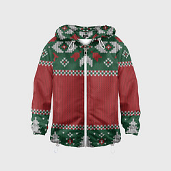 Детская ветровка Новогодний узор вязаный