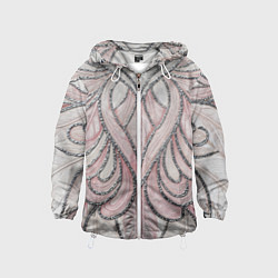 Детская ветровка Нежно розовый орнамент из перьев