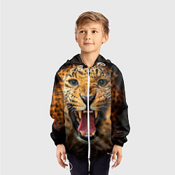 Ветровка с капюшоном детская Рык леопарда, цвет: 3D-белый — фото 2
