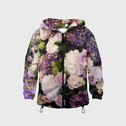 Ветровка с капюшоном детская Весенние цветы, цвет: 3D-черный