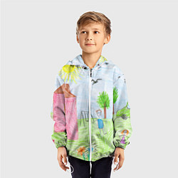 Ветровка с капюшоном детская Детские рисунки, цвет: 3D-белый — фото 2