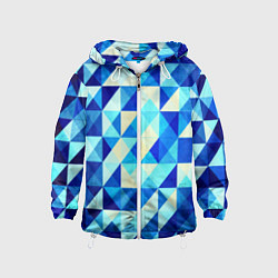 Ветровка с капюшоном детская Синяя геометрия, цвет: 3D-белый