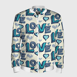 Бомбер мужской Love Pattern, цвет: 3D-белый