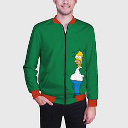 Бомбер мужской Гомер в кустах, цвет: 3D-красный — фото 2