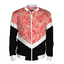 Бомбер мужской Розовые розы, цвет: 3D-белый