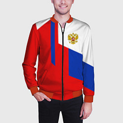 Бомбер мужской Russia: Geometry Tricolor, цвет: 3D-красный — фото 2