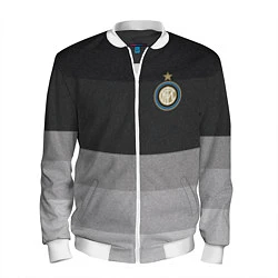 Бомбер мужской ФК Интер: Серый стиль, цвет: 3D-белый