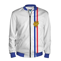 Бомбер мужской Франция: лента с гербом, цвет: 3D-синий