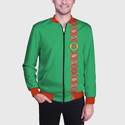 Бомбер мужской Туркменистан, лента с гербом, цвет: 3D-красный — фото 2