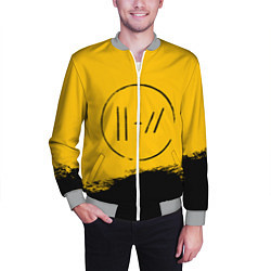 Бомбер мужской 21 Pilots: Yellow Logo, цвет: 3D-меланж — фото 2