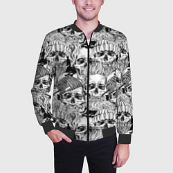 Бомбер мужской Hipster skulls, цвет: 3D-черный — фото 2