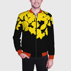 Бомбер мужской Желтые Листья - Минимализм, цвет: 3D-красный — фото 2