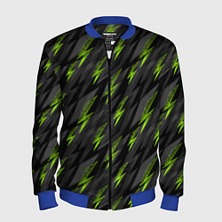 Бомбер мужской Зеленые молнии паттерн, цвет: 3D-синий