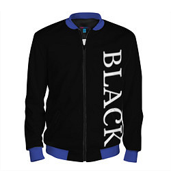 Бомбер мужской Чёрная футболка с текстом, цвет: 3D-синий