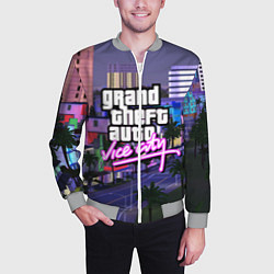 Бомбер мужской Grand Theft Auto Vice City, цвет: 3D-меланж — фото 2