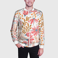 Бомбер мужской Цветы, цвет: 3D-белый — фото 2