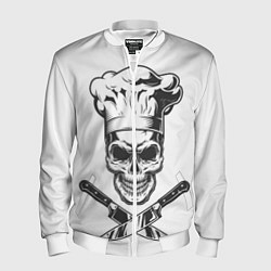 Бомбер мужской Череп повар, цвет: 3D-белый