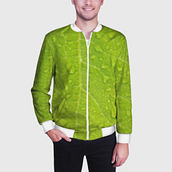 Бомбер мужской Листок с росой, цвет: 3D-белый — фото 2