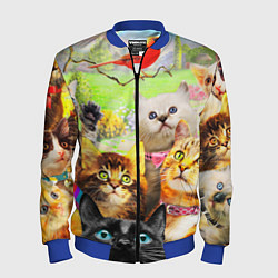 Бомбер мужской КОТЫ, цвет: 3D-синий