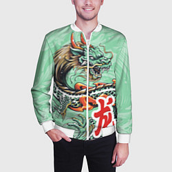 Бомбер мужской Изумрудный дракон, цвет: 3D-белый — фото 2