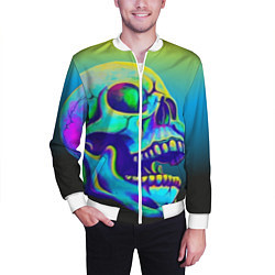Бомбер мужской Neon skull, цвет: 3D-белый — фото 2