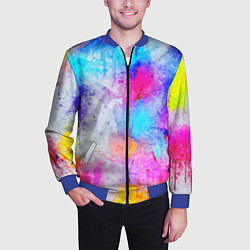 Бомбер мужской НЕОНОВЫЕ ПОТЕРТОСТИ, цвет: 3D-синий — фото 2