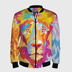 Бомбер мужской Акварельный лев, цвет: 3D-черный