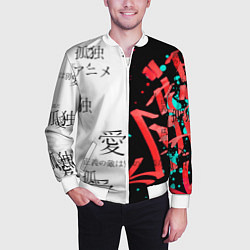 Бомбер мужской Японские надписи, цвет: 3D-белый — фото 2