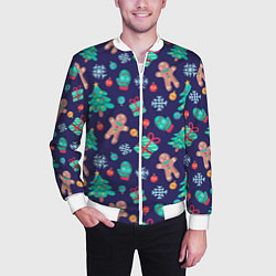 Бомбер мужской Новый год, цвет: 3D-белый — фото 2