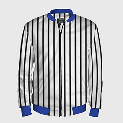 Бомбер мужской Чёрные и белые полосы, цвет: 3D-синий