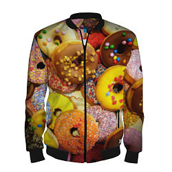 Бомбер мужской Сладкие пончики, цвет: 3D-черный