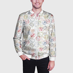 Бомбер мужской Штампы мира, цвет: 3D-белый — фото 2