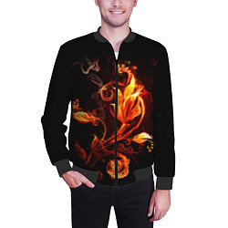 Бомбер мужской Огненный цветок, цвет: 3D-черный — фото 2