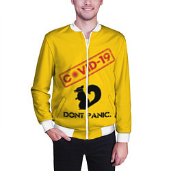 Бомбер мужской Dont Panic covid-19, цвет: 3D-белый — фото 2