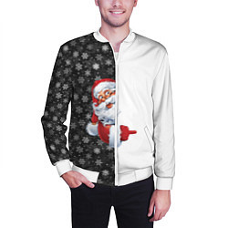 Бомбер мужской Дедушка Мороз, цвет: 3D-белый — фото 2