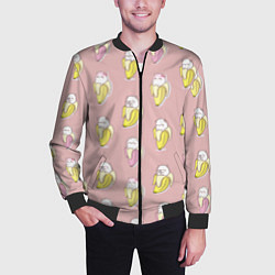 Бомбер мужской Кот и банан, цвет: 3D-черный — фото 2