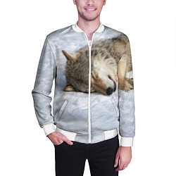 Бомбер мужской Спящий Волк, цвет: 3D-белый — фото 2