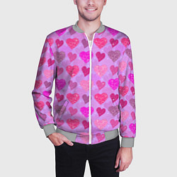 Бомбер мужской Розовые сердечки, цвет: 3D-меланж — фото 2