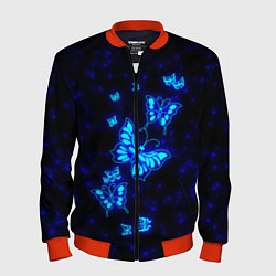 Бомбер мужской Неоновые бабочки, цвет: 3D-красный