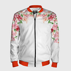 Бомбер мужской Цветы, цвет: 3D-красный