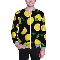 Бомбер мужской Лимоны на чёрном, цвет: 3D-меланж — фото 2