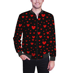 Бомбер мужской Красные сердца, цвет: 3D-черный — фото 2