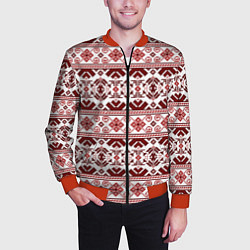Бомбер мужской Русские народные узоры, цвет: 3D-красный — фото 2