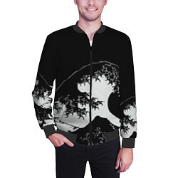 Бомбер мужской Волна Канагава, цвет: 3D-черный — фото 2